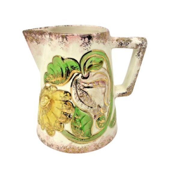 Hand Painted Floral Pitcher Vanity Brush Holder - Picture 2 of 6